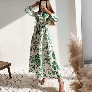 ZARA NWT FLORAL PRINT SHIRT DRESS GREEN WHITE